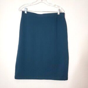 Jane and Mercer Women Teal Green Skirt Sz 10 Prominent Gold Back Zipper Stretchy